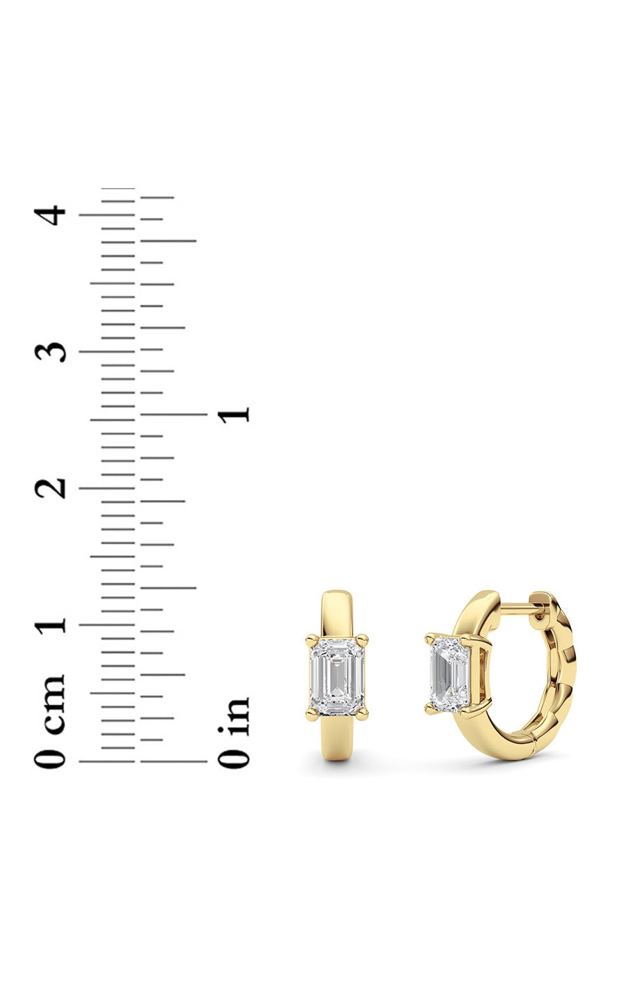 1CTW Emerald Shaped Lab Grown Diamond (F/VS ) Huggie Earrings in 14K Gold