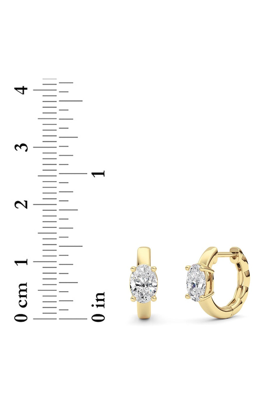 1Cttw Oval Shaped Lab Grown Diamond (F/VS ) HuggieEarrings in 14K Gold