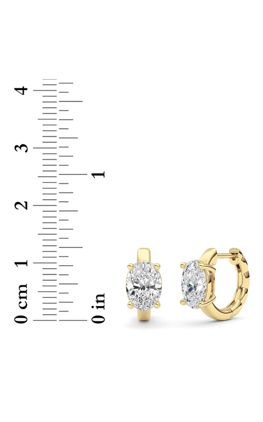2CTW Oval Shaped Lab Grown Diamond (F/VS ) Huggie Earrings in 14K Gold
