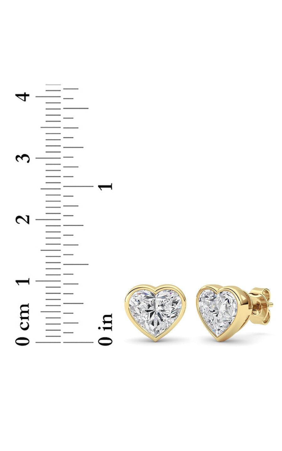 4CTW Heart Shaped Lab Grown Diamond (F/VS) Bezel Set Stud Earrings in 14K Gold