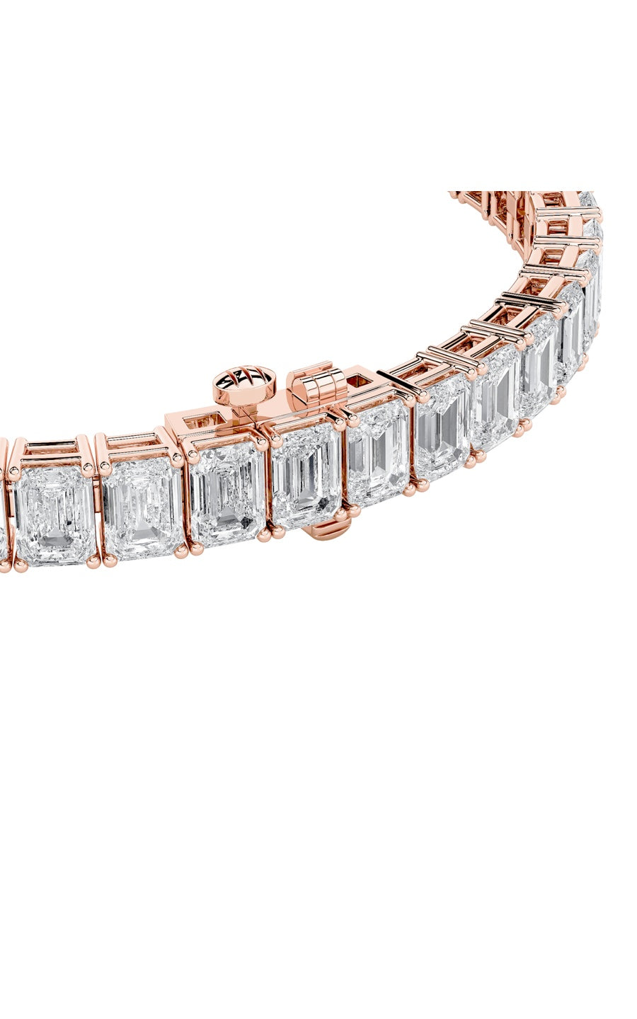 18.5Cttw Emerald Shaped Lab Grown Diamond (F/VS) East West Line Bracelet in 14K Gold