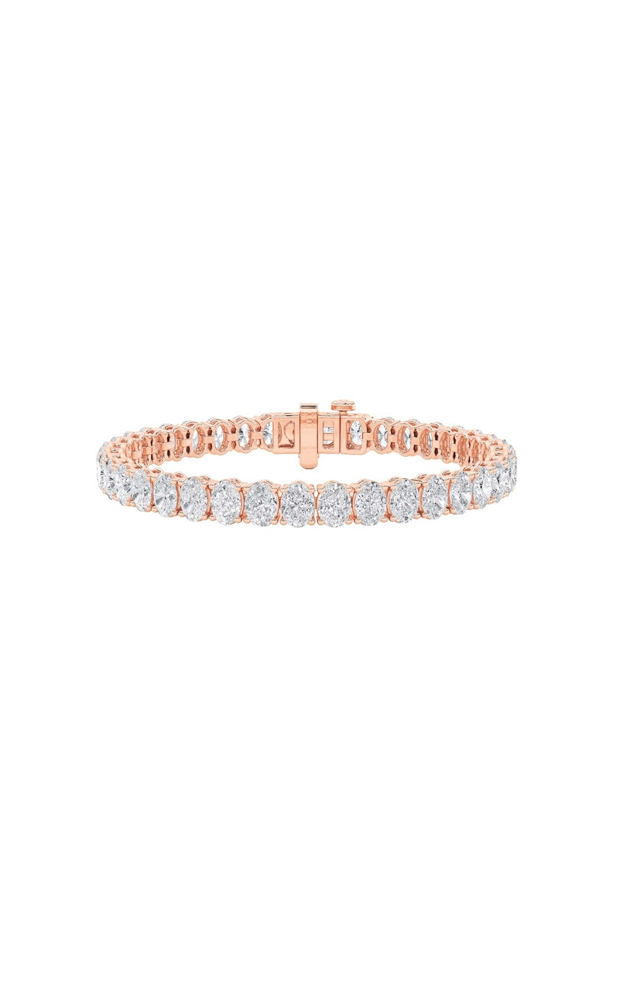 16.5Cttw Oval Shaped Lab Grown Diamond (F/VS) EastWest Line Bracelet in 14K Gold
