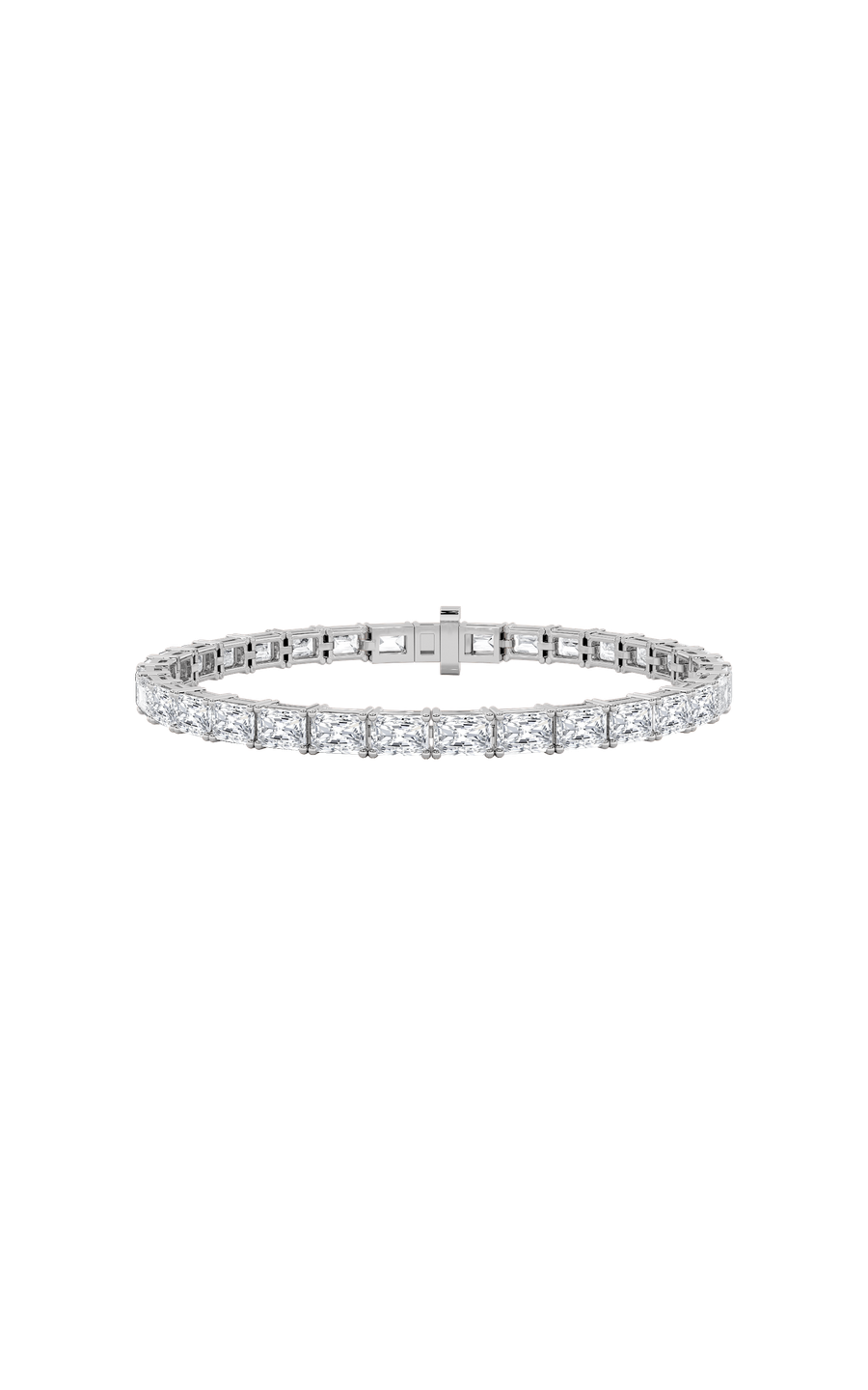 5CTW Radiant Shaped Lab Grown Diamond (F/VS) Bracelet in 14K White Gold