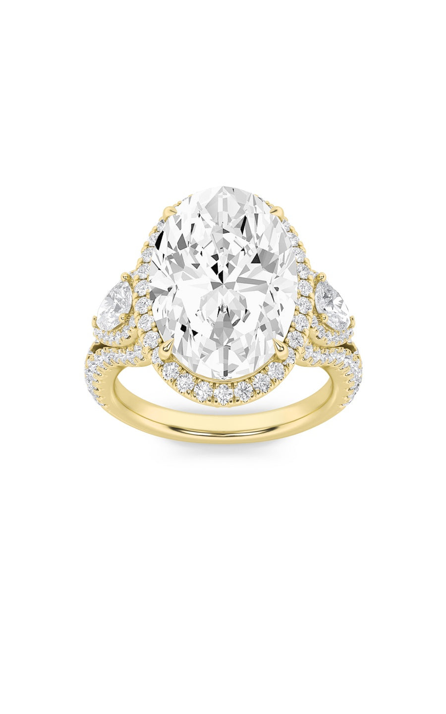 7.25Cttw Oval Shaped Lab Grown Diamond (F/VS) BoldAccented Engagement Ring in 14K Gold
