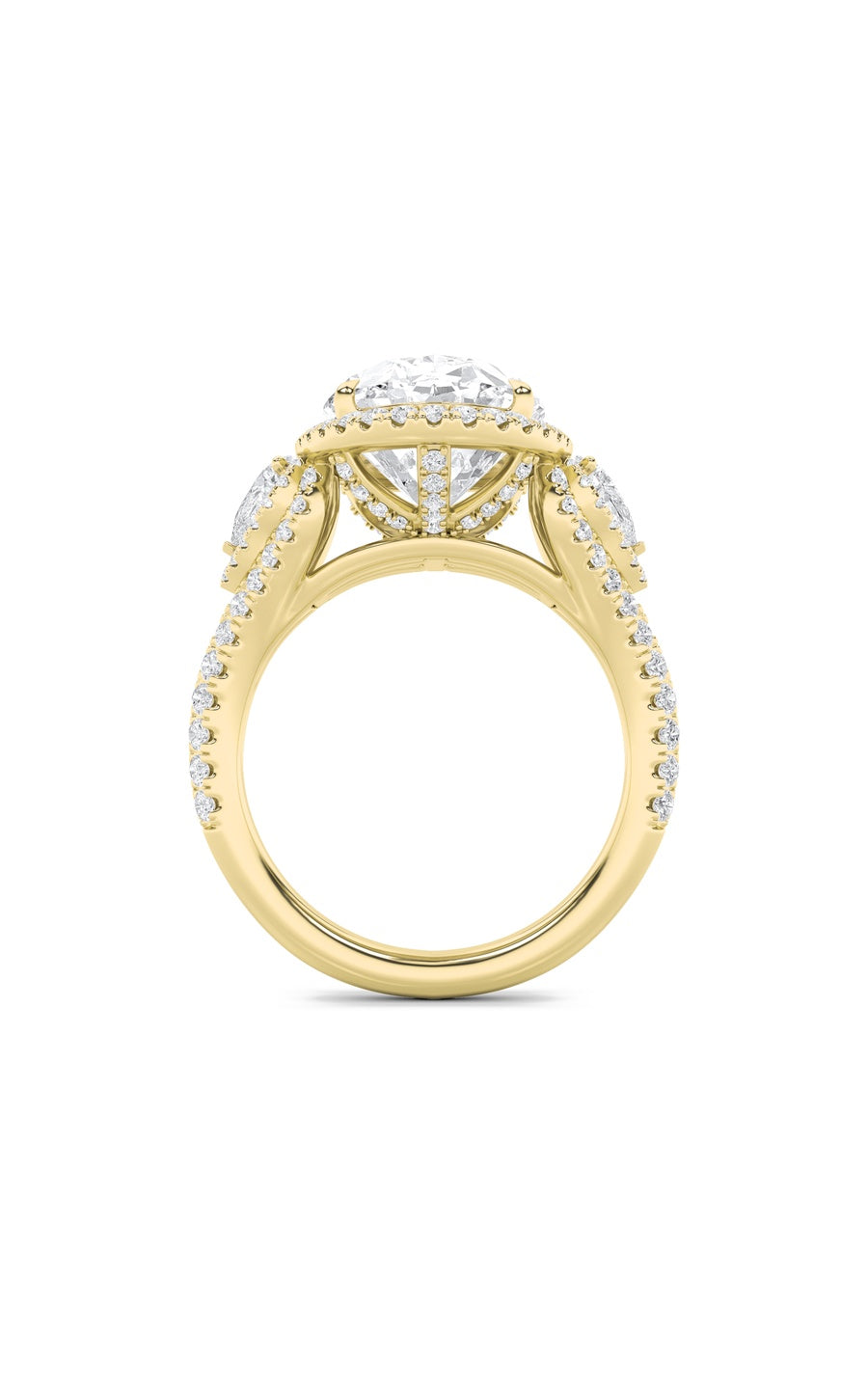 7.25Cttw Oval Shaped Lab Grown Diamond (F/VS) BoldAccented Engagement Ring in 14K Gold