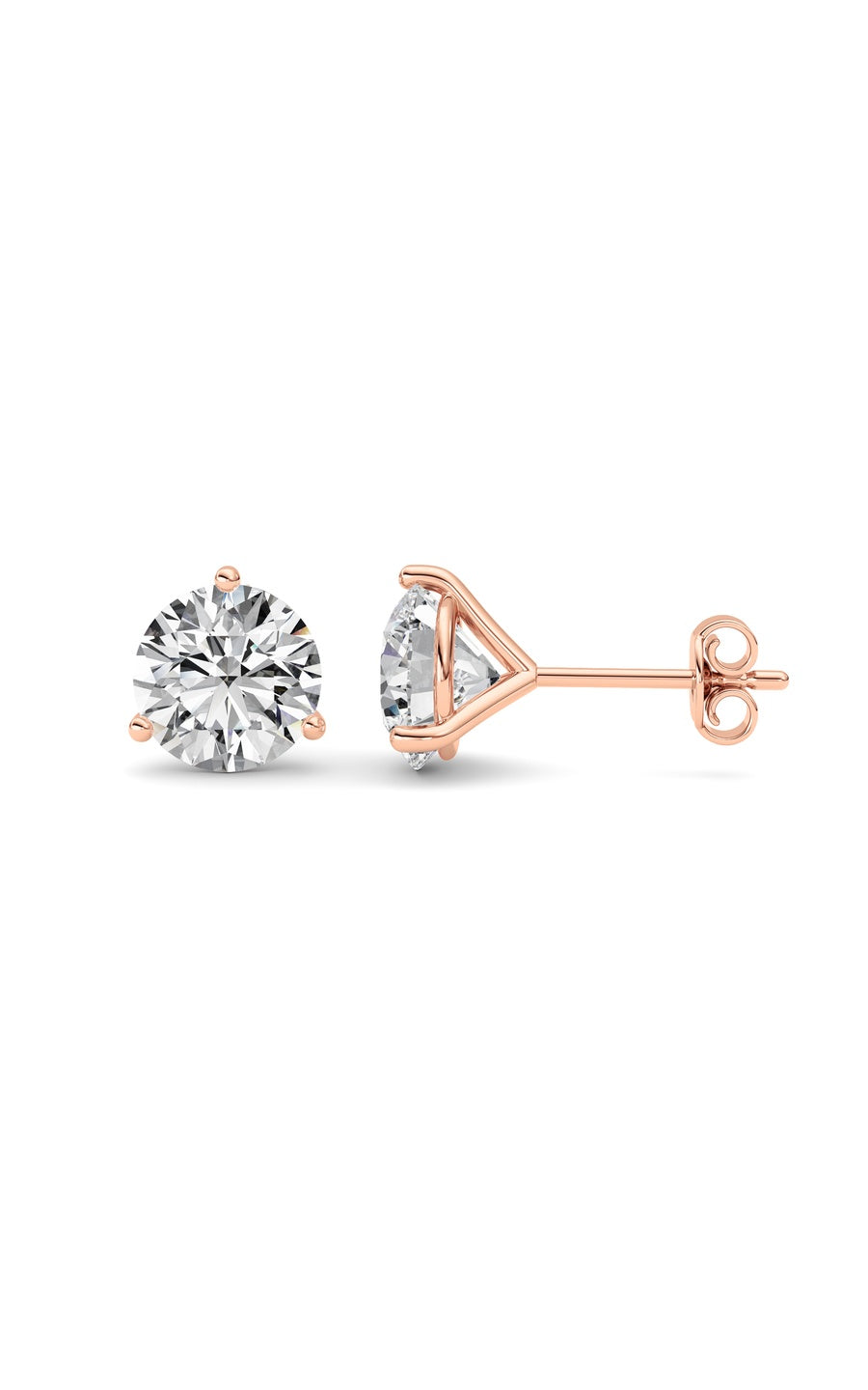 3.5Cttw Round Shaped Lab Grown Diamond (G/VS) Three Prong Martini Stud Earrings in 14K White Gold