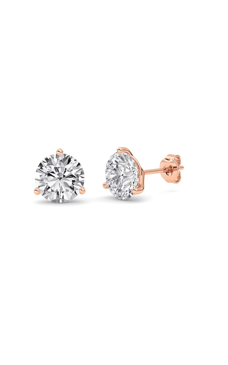 3.5Cttw Round Shaped Lab Grown Diamond (G/VS) Three Prong Martini Stud Earrings in 14K White Gold
