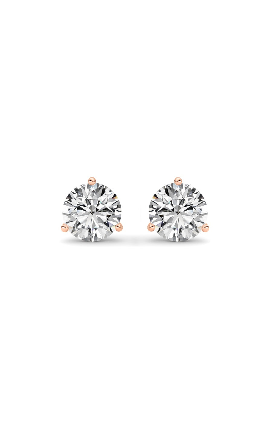 3.5Cttw Round Shaped Lab Grown Diamond (G/VS) Three Prong Martini Stud Earrings in 14K White Gold
