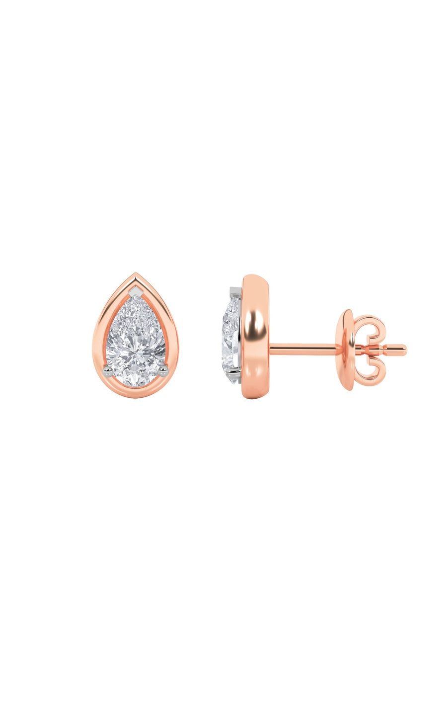 2CTW Pear Shaped Lab Grown Diamond (F/VS) Stud Earrings in 14K Gold