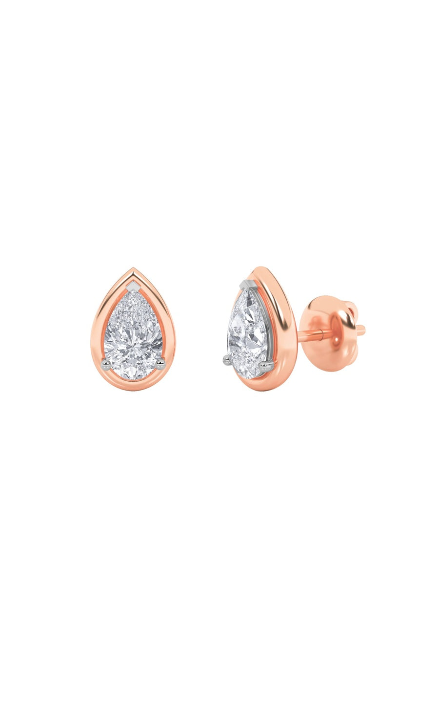2CTW Pear Shaped Lab Grown Diamond (F/VS) Stud Earrings in 14K Gold