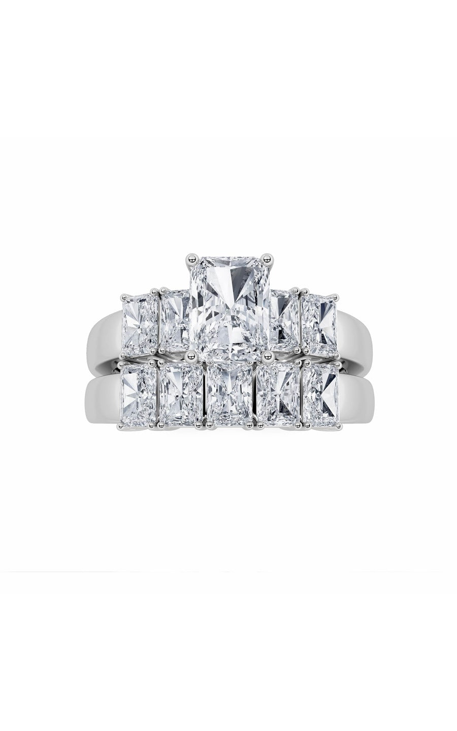 2.5Cttw Radiant Shaped Lab Grown Diamond (G/VS) Bridal Set with Matching Band and  Ring in 14K Gold