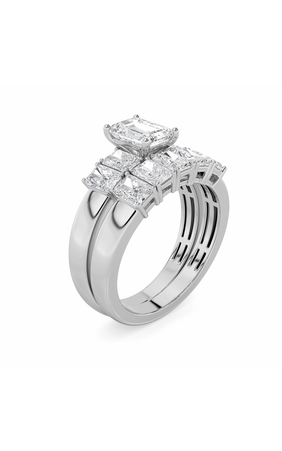 2.5Cttw Radiant Shaped Lab Grown Diamond (G/VS) Bridal Set with Matching Band and  Ring in 14K Gold
