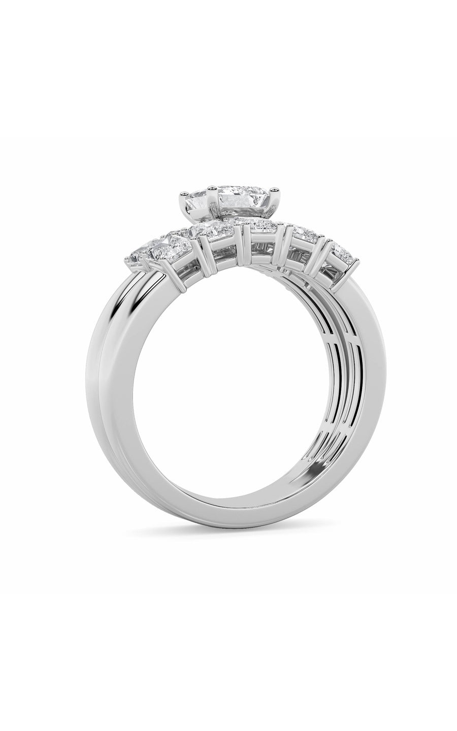 2.5Cttw Radiant Shaped Lab Grown Diamond (G/VS) Bridal Set with Matching Band and  Ring in 14K Gold