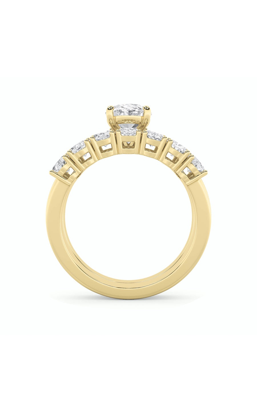 3.5Cttw Oval Shaped Lab Grown Diamond (G/VS) Bridal Set with Matching Band and  Ring in 14K Gold