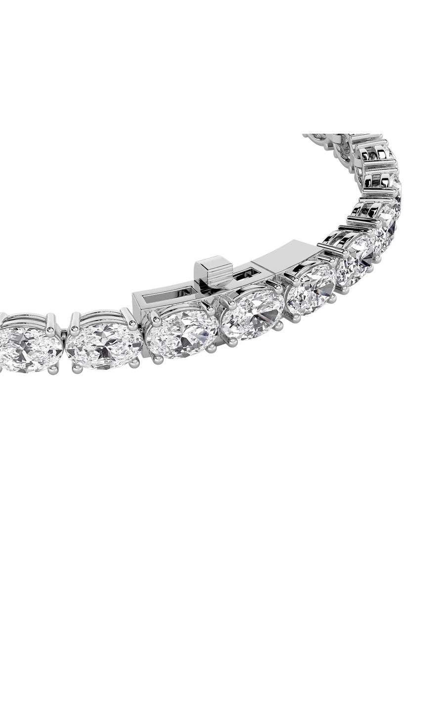 7CTW Oval Shaped Lab Grown Diamond (F/VS) Bracelet in 14K White Gold