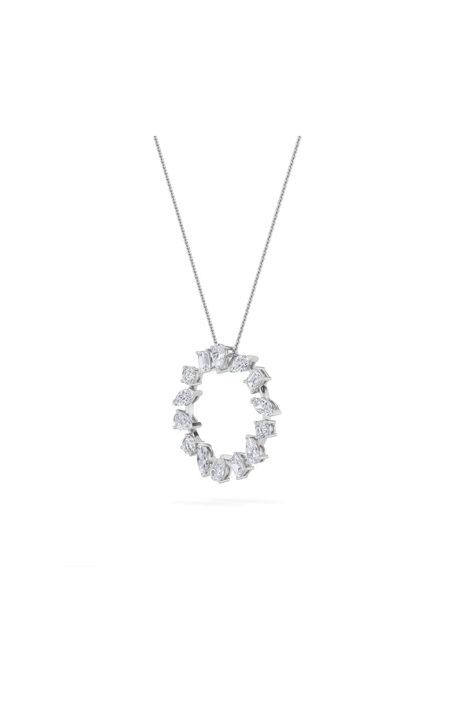 3CTW Emerald Shaped Lab Grown Diamond (F/VS) Fancy Circle Pendant in 14K Gold
