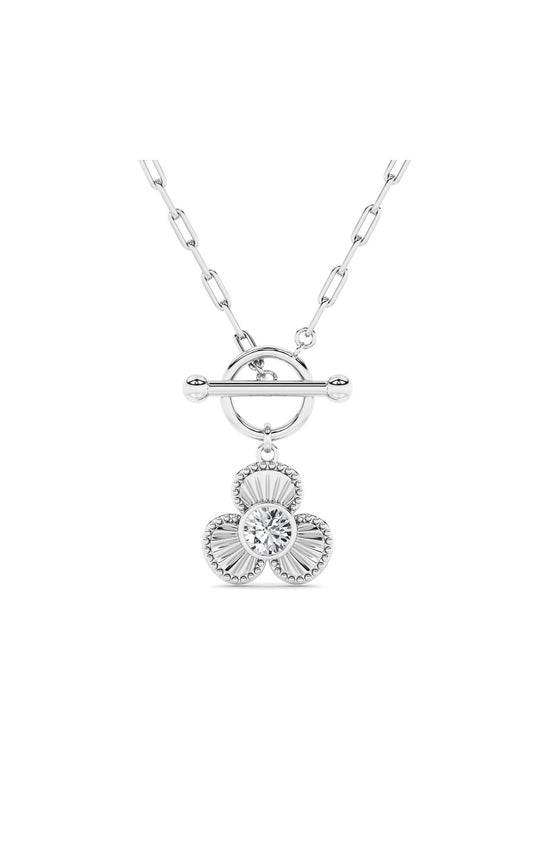 1CTW Round Shaped Lab Grown Diamond (F/VS) Necklace in 14K White Gold