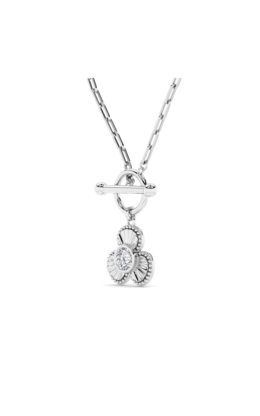 1CTW Round Shaped Lab Grown Diamond (F/VS) Necklace in 14K White Gold