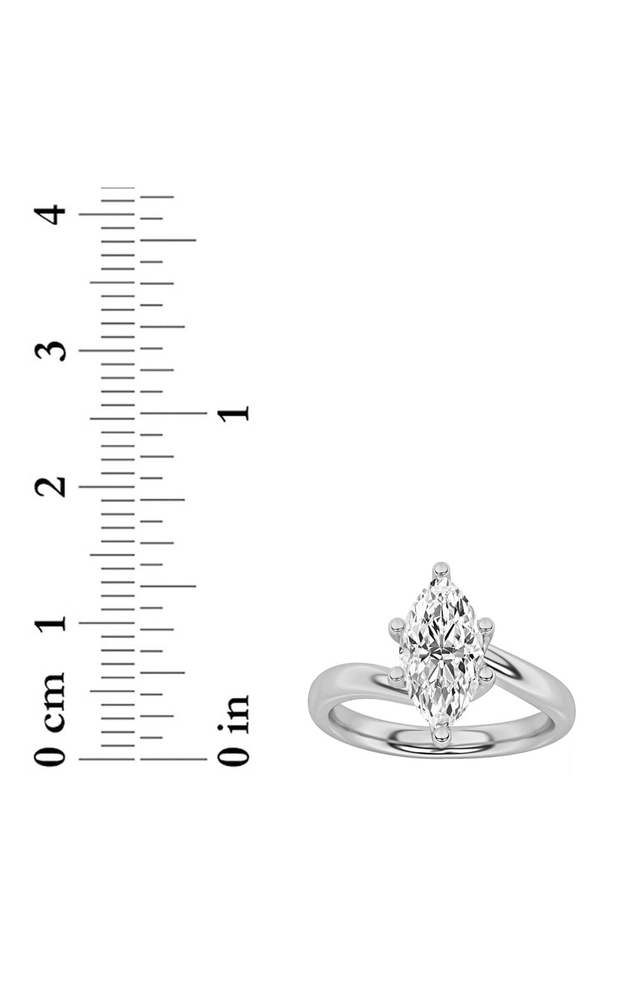 2CTW Marquise Shaped Lab Grown Diamond (F/VS) Ring in 14K White Gold