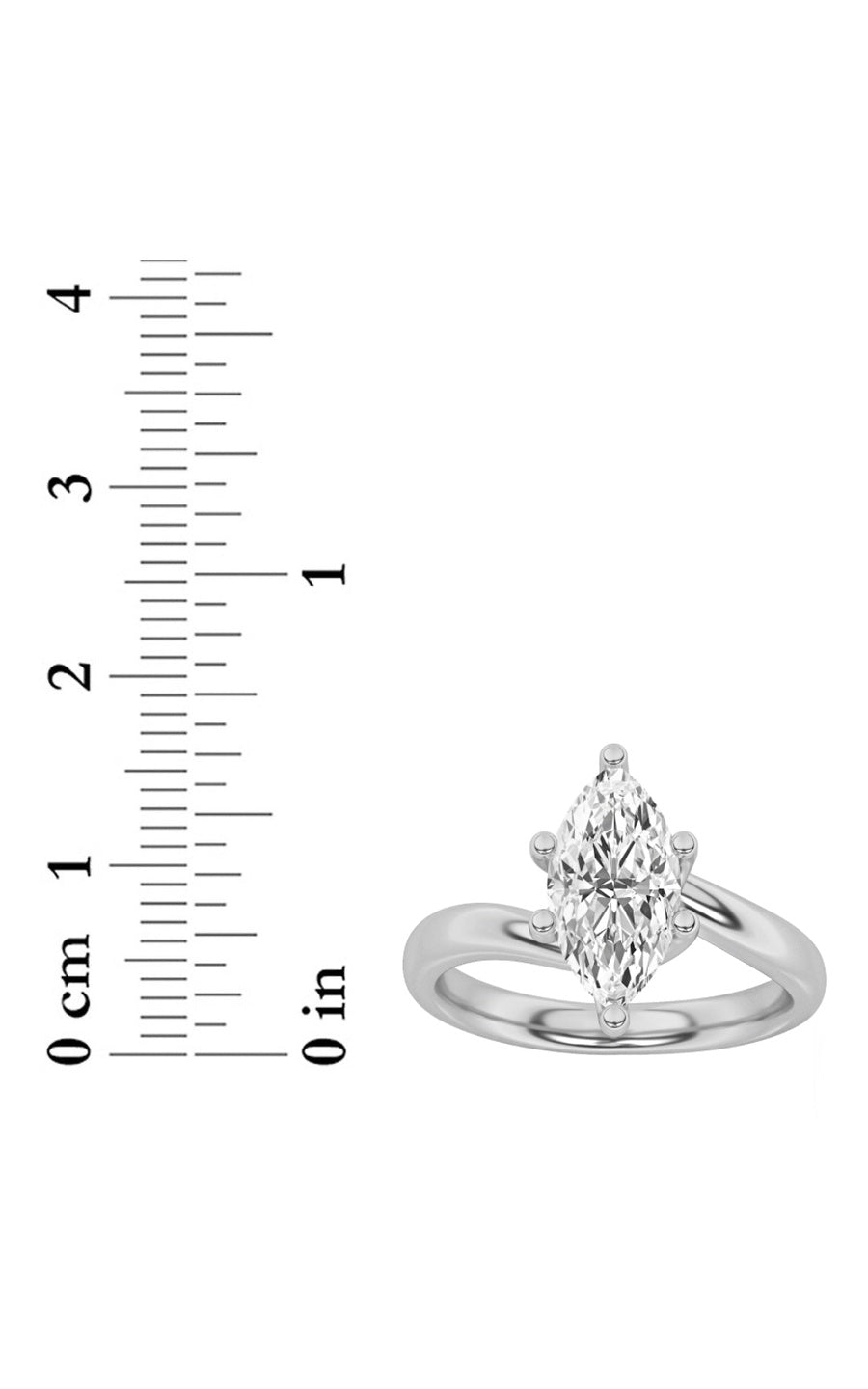 3CTW Marquise Shaped Lab Grown Diamond (F/VS) Ring in 14K White Gold