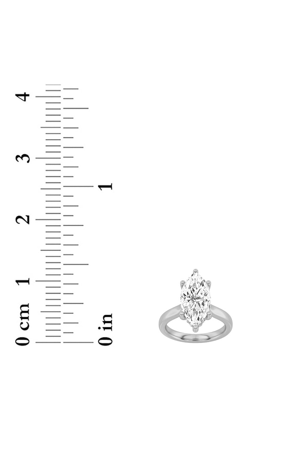 4CTW Marquise Shaped Lab Grown Diamond (F/VS) Ring in 14K White Gold