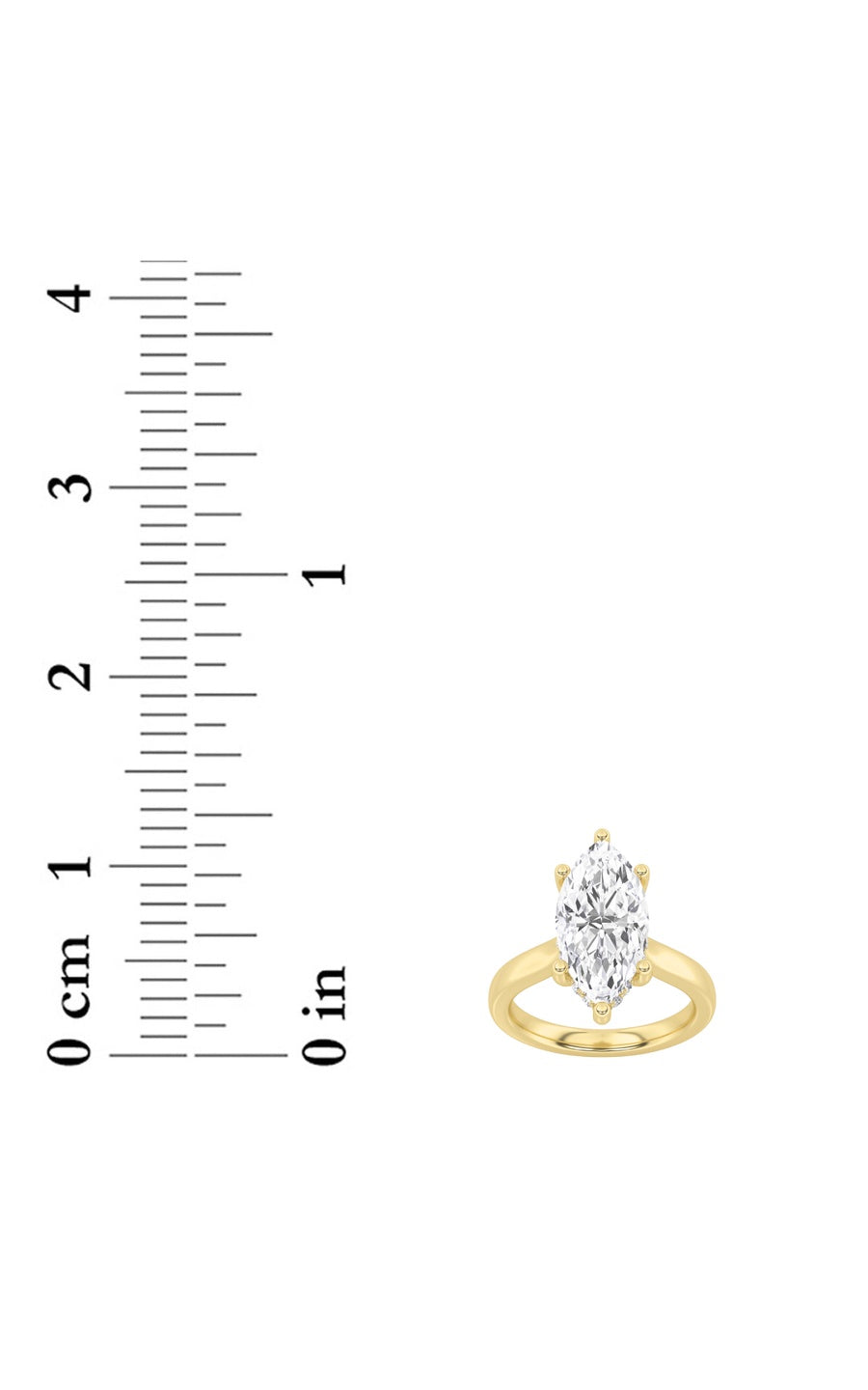 4CTW Marquise Shaped Lab Grown Diamond (F/VS) Ring in 14K White Gold