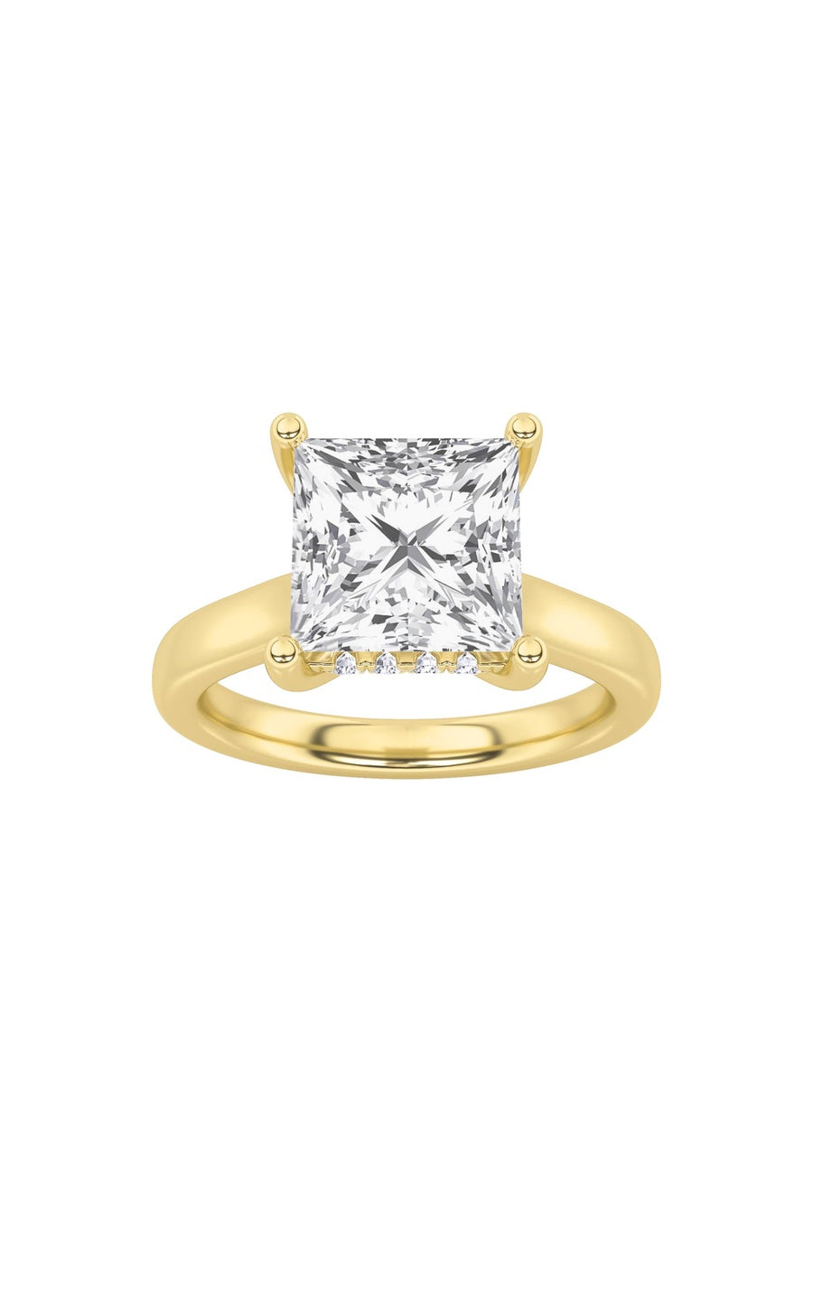 4CTW Princess Shaped Lab Grown Diamond (F/VS) Ring in 14K White Gold
