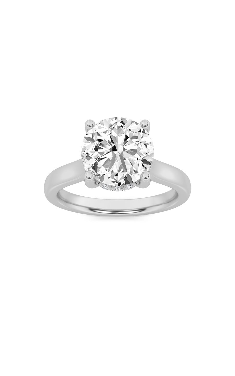 4CTW Round Shaped Lab Grown Diamond (F/VS) Ring in 14K White Gold