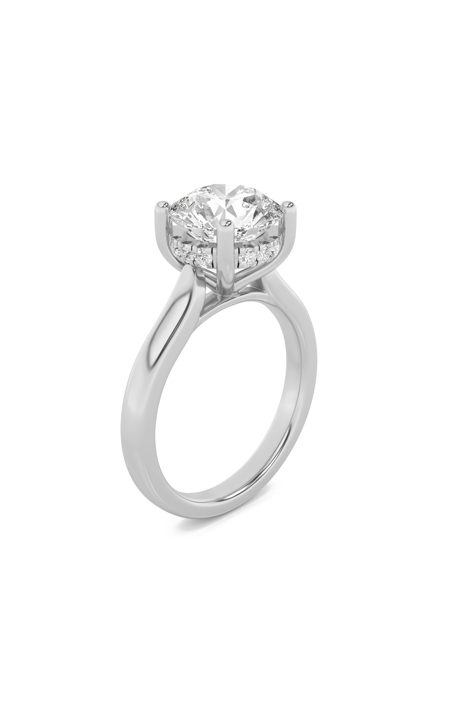 4CTW Round Shaped Lab Grown Diamond (F/VS) Ring in 14K White Gold