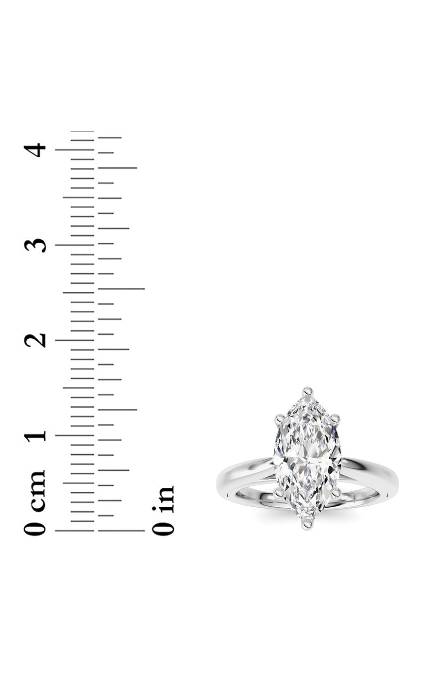 2CTW Marquise Shaped Lab Grown Diamond (F/VS) Ring in 14K White Gold