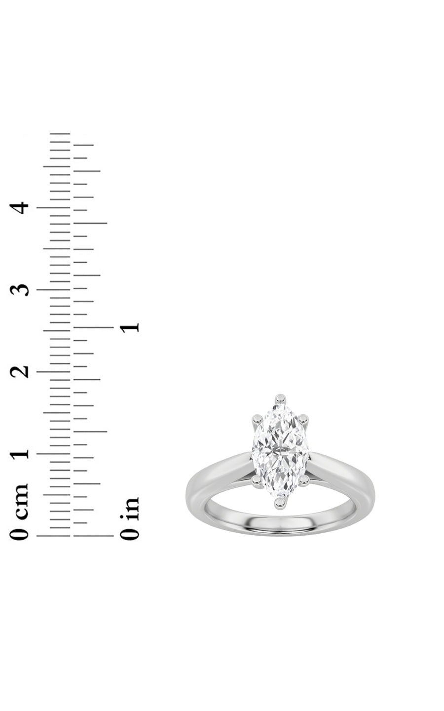 3CTW Marquise Shaped Lab Grown Diamond (F/VS) Ring in 14K White Gold