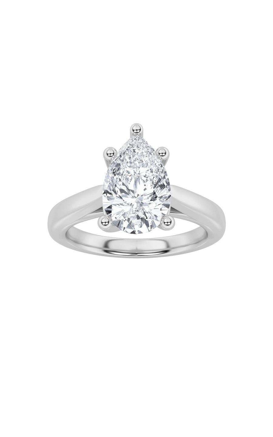 3CTW Pear Shaped Lab Grown Diamond (F/VS) Ring in 14K White Gold