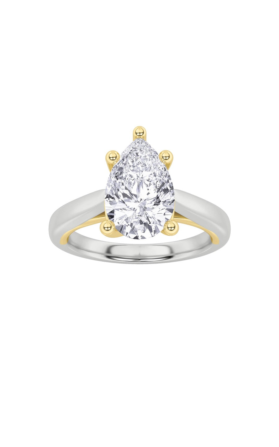 3CTW Pear Shaped Lab Grown Diamond (F/VS) Ring in 14K White Gold