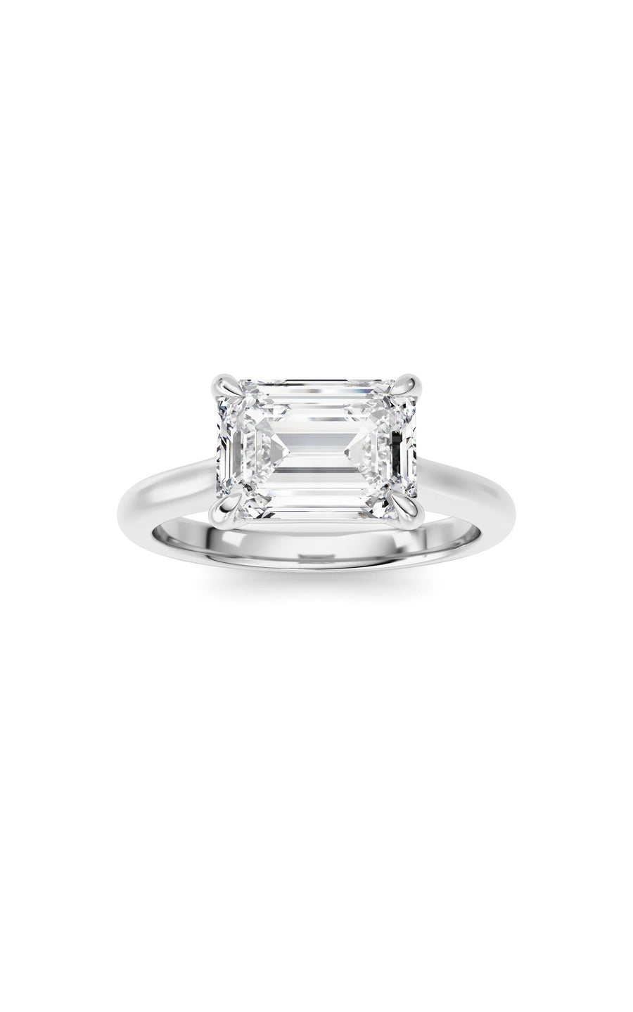 2CTW Emerald Shaped Lab Grown Diamond (F/VS) Ring in 14K White Gold