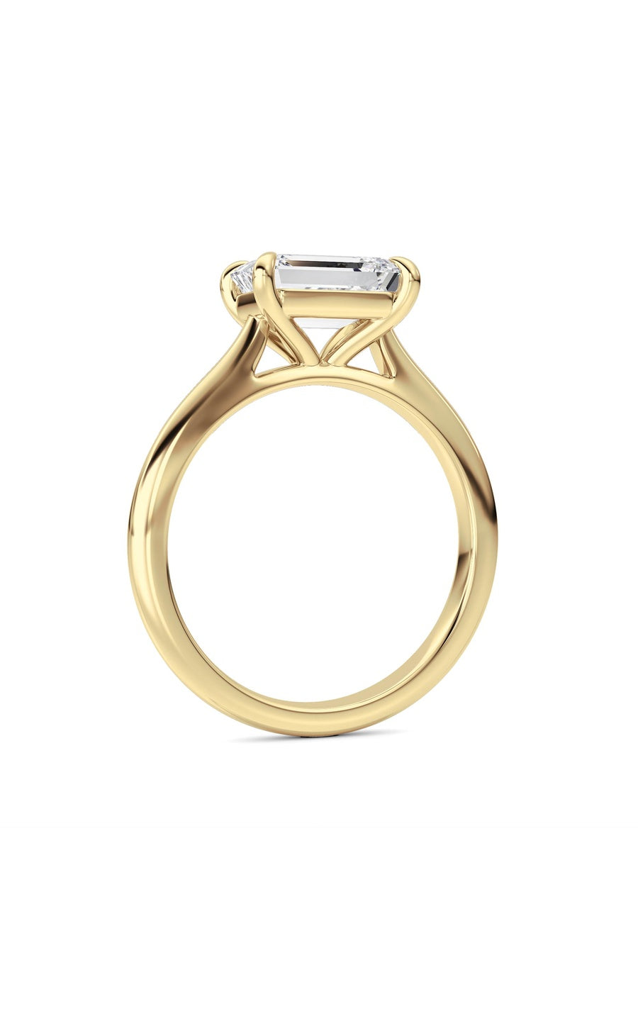 2CTW Emerald Shaped Lab Grown Diamond (F/VS) Ring in 14K White Gold