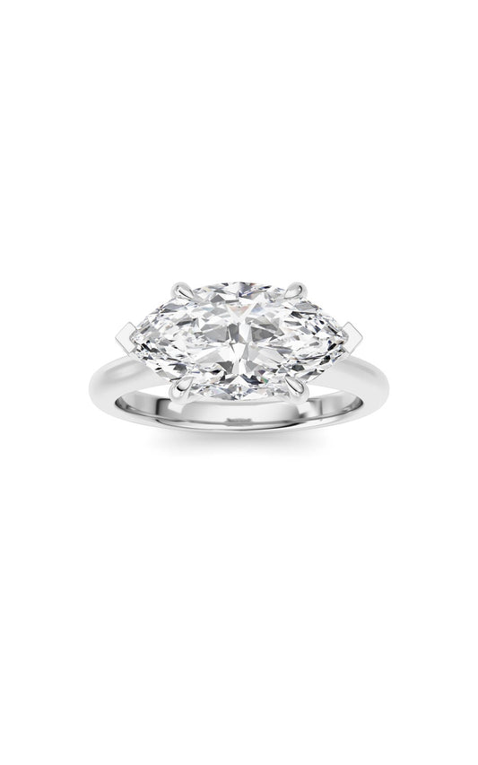 2CTW Marquise Shaped Lab Grown Diamond (F/VS) Ring in 14K White Gold