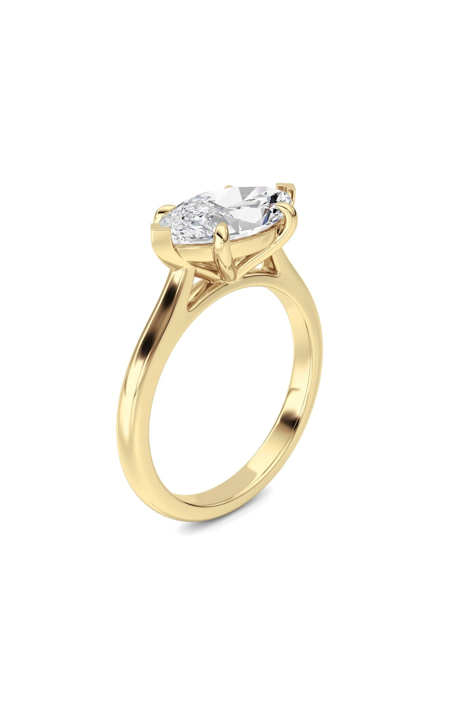 2CTW Marquise Shaped Lab Grown Diamond (F/VS) Ring in 14K White Gold