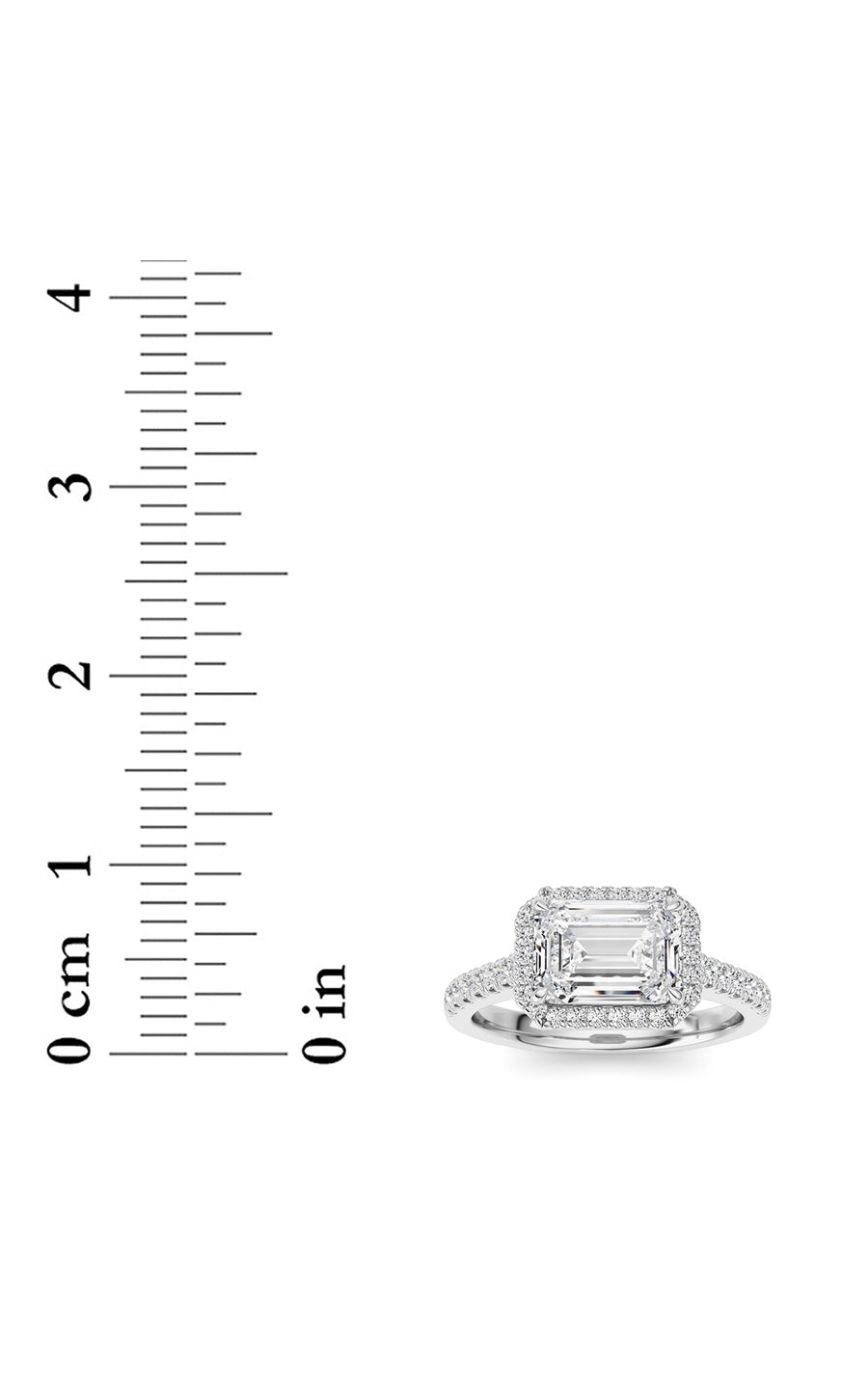 2CTW Emerald Shaped Lab Grown Diamond (F/VS) Ring in 14K White Gold