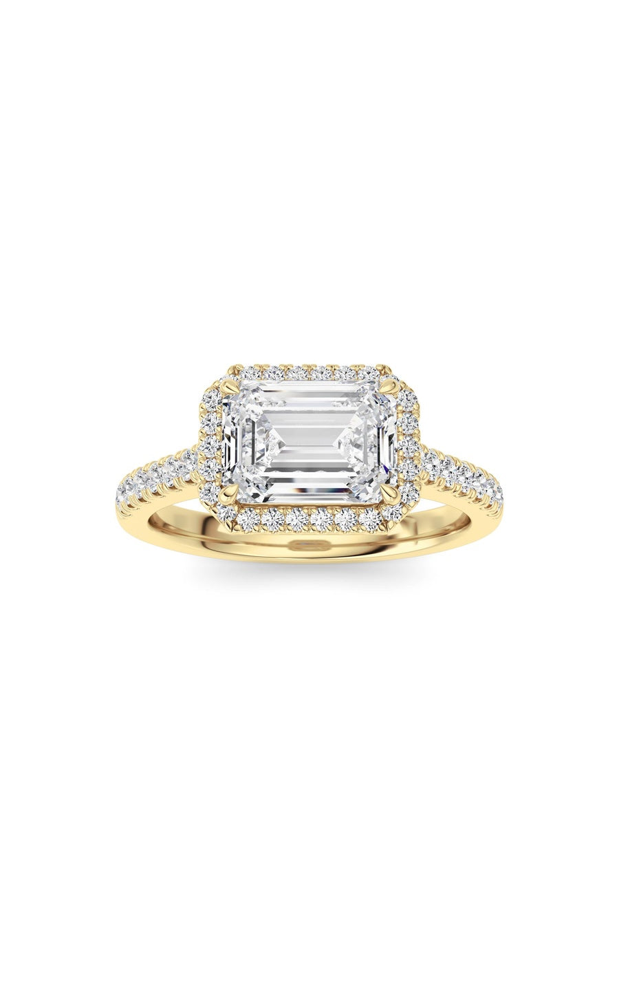 2CTW Emerald Shaped Lab Grown Diamond (F/VS) Ring in 14K White Gold