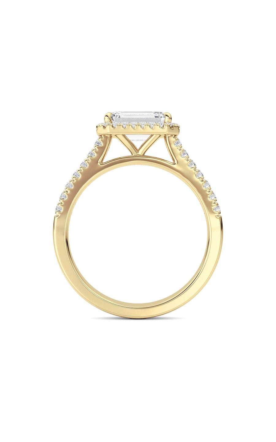 2CTW Emerald Shaped Lab Grown Diamond (F/VS) Ring in 14K White Gold
