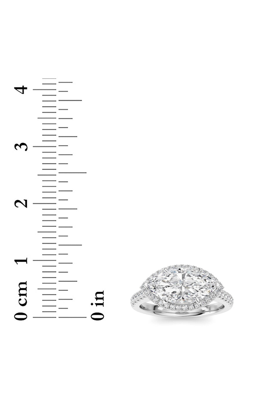 2CTW Marquise Shaped Lab Grown Diamond (F/VS) Ring in 14K White Gold