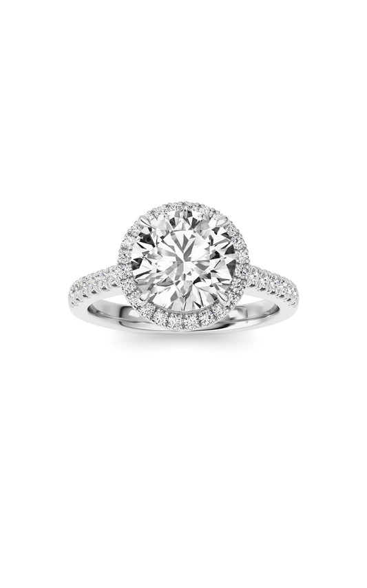 2CTW Round Shaped Lab Grown Diamond (F/VS) Ring in 14K White Gold