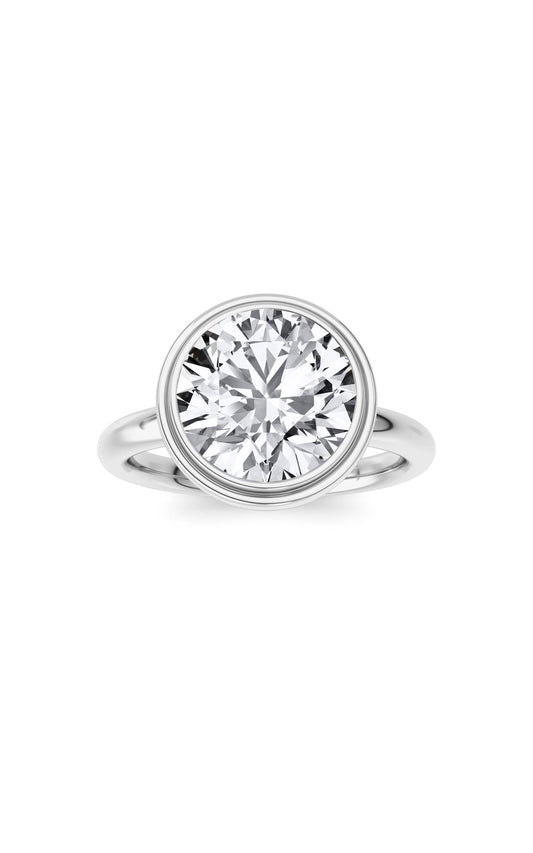 3CTW Round Shaped Lab Grown Diamond (F/VS) Ring in 14K White Gold