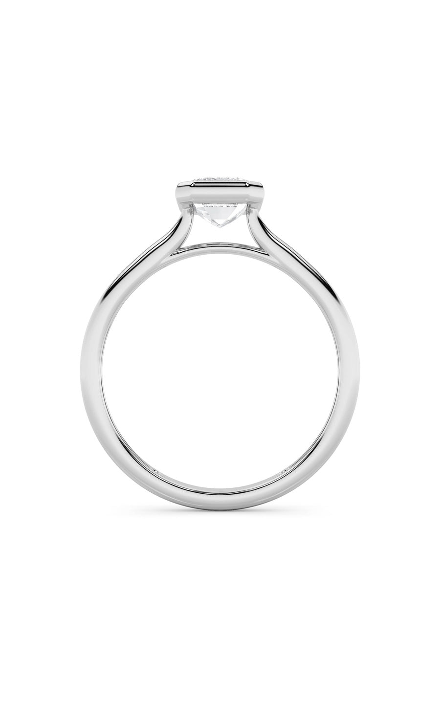 1CTW Emerald Shaped Lab Grown Diamond (F/VS) Ring in 14K White Gold