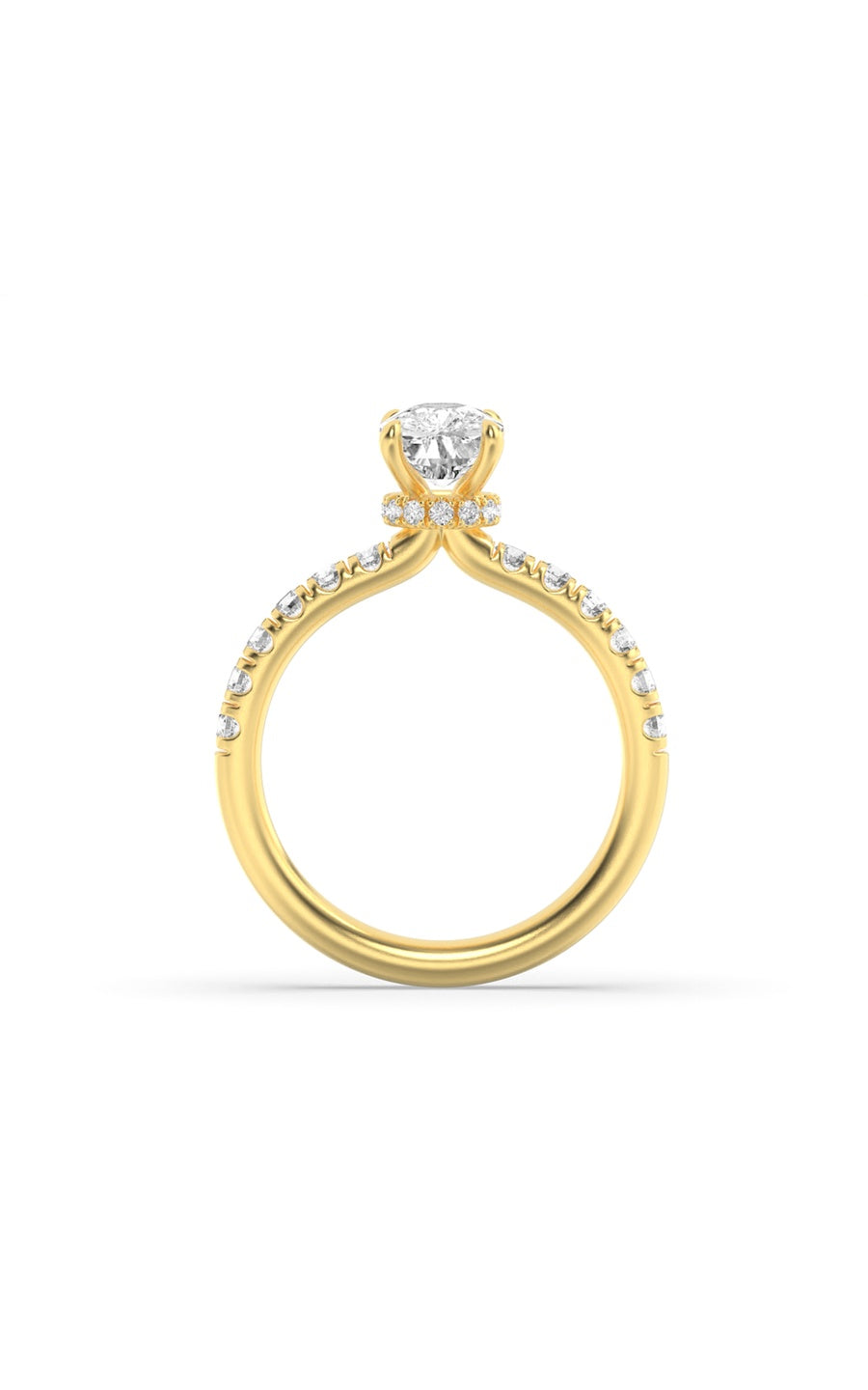 2Cttw Elongated Cushion Shaped Lab Grown Diamond (F/VS) Hidden Halo Accented Ring in 14K Gold