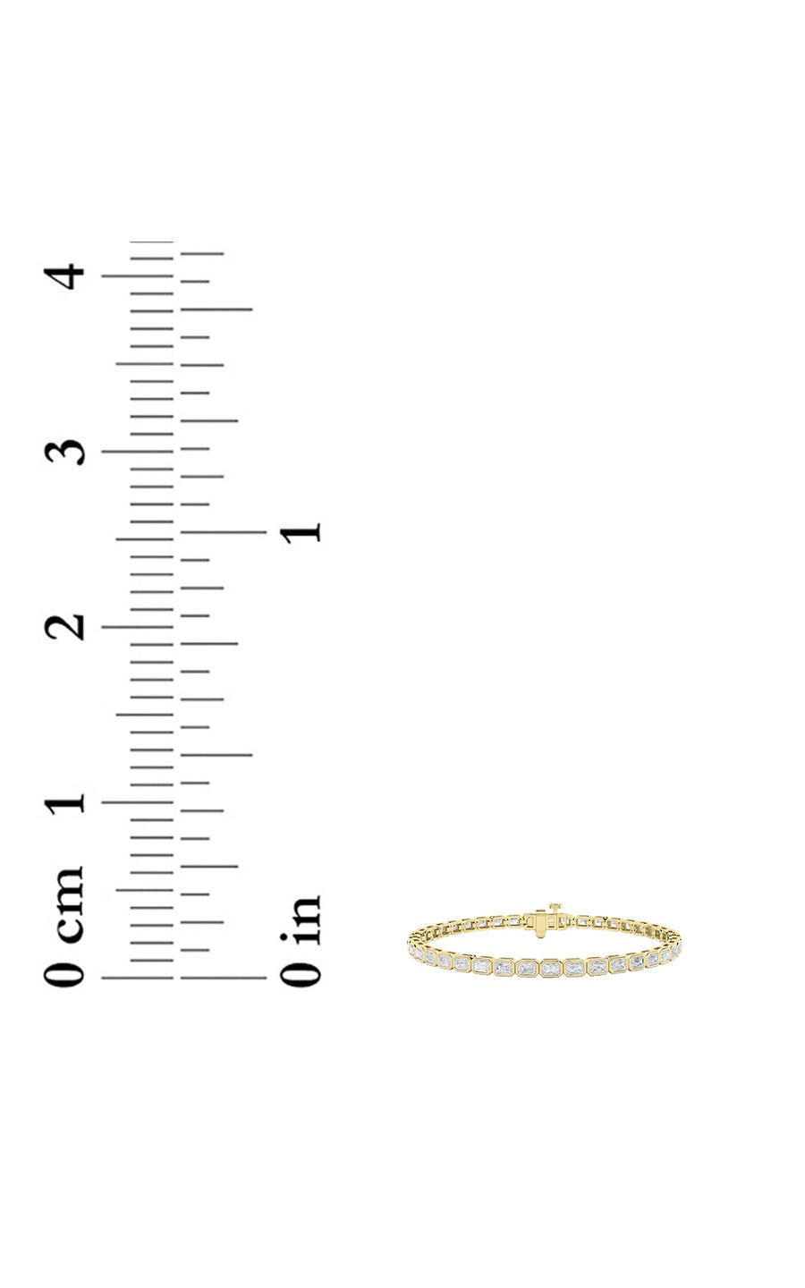 5CTW Emerald Shaped Lab Grown Diamond (F/VS) East West Bezel Set Bracelet in 14K Gold
