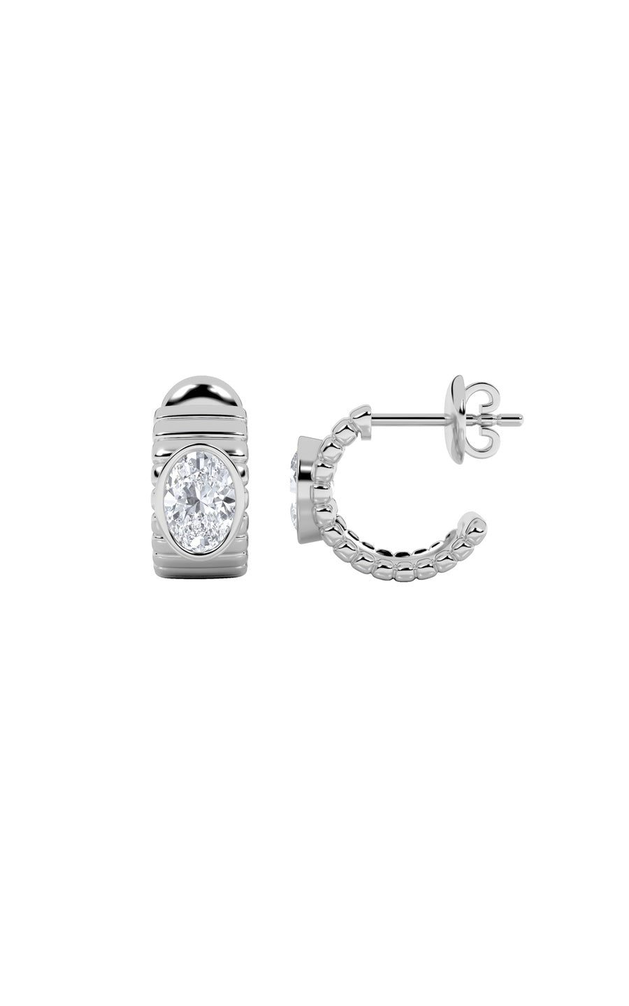 2CTW Oval Shaped Lab Grown Diamond (F/VS) Fashion Earrings in 14K Gold
