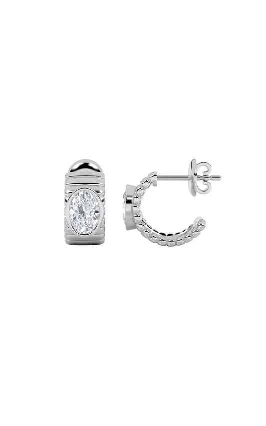 2CTW Oval Shaped Lab Grown Diamond (F/VS) Fashion Earrings in 14K Gold