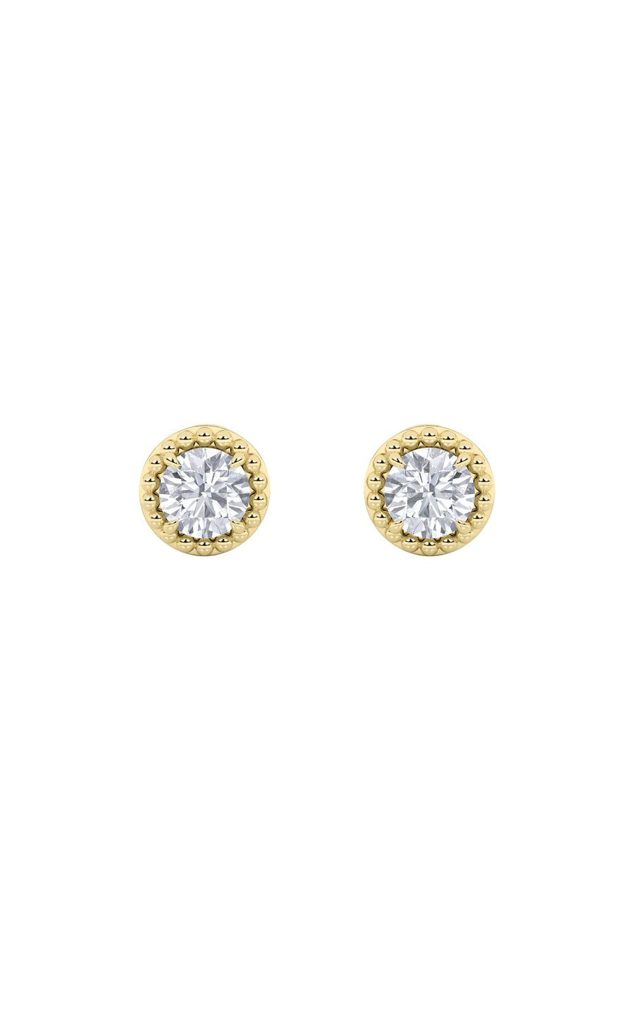 2CTW Round Shaped Lab Grown Diamond (F/VS) Stud Earrings in 14K Gold