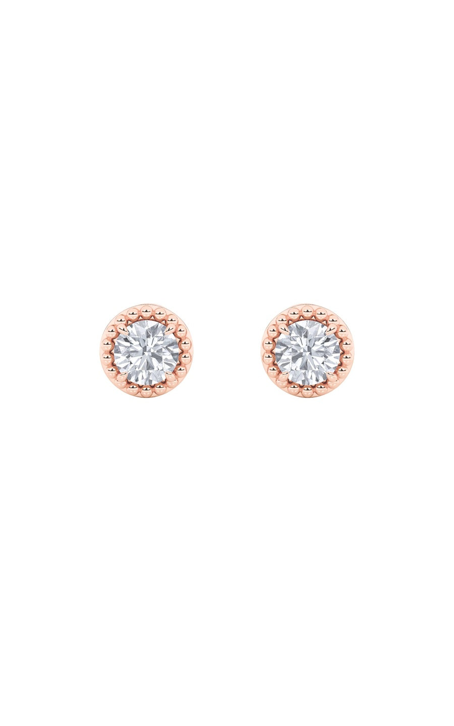 2CTW Round Shaped Lab Grown Diamond (F/VS) Stud Earrings in 14K Gold